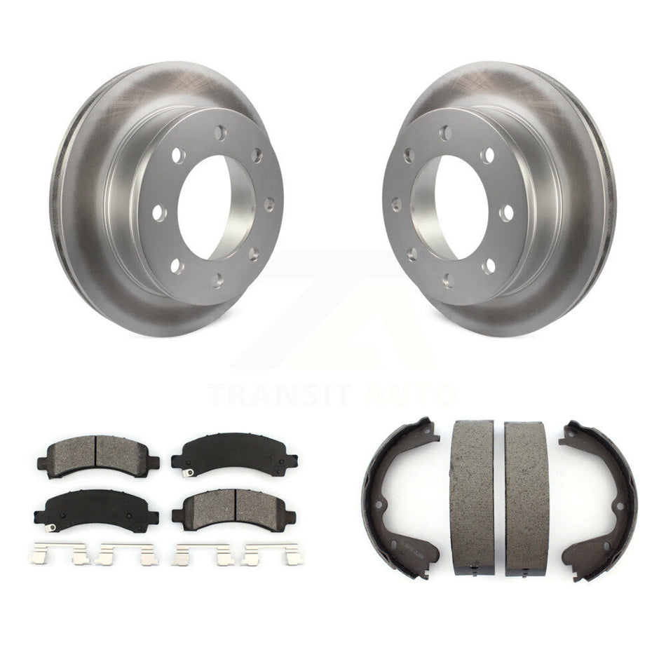 Rear Disc Coated Rotors Semi-Metallic Pads & Parking Brake Shoes Kit For GMC Savana 3500 KGS-102962