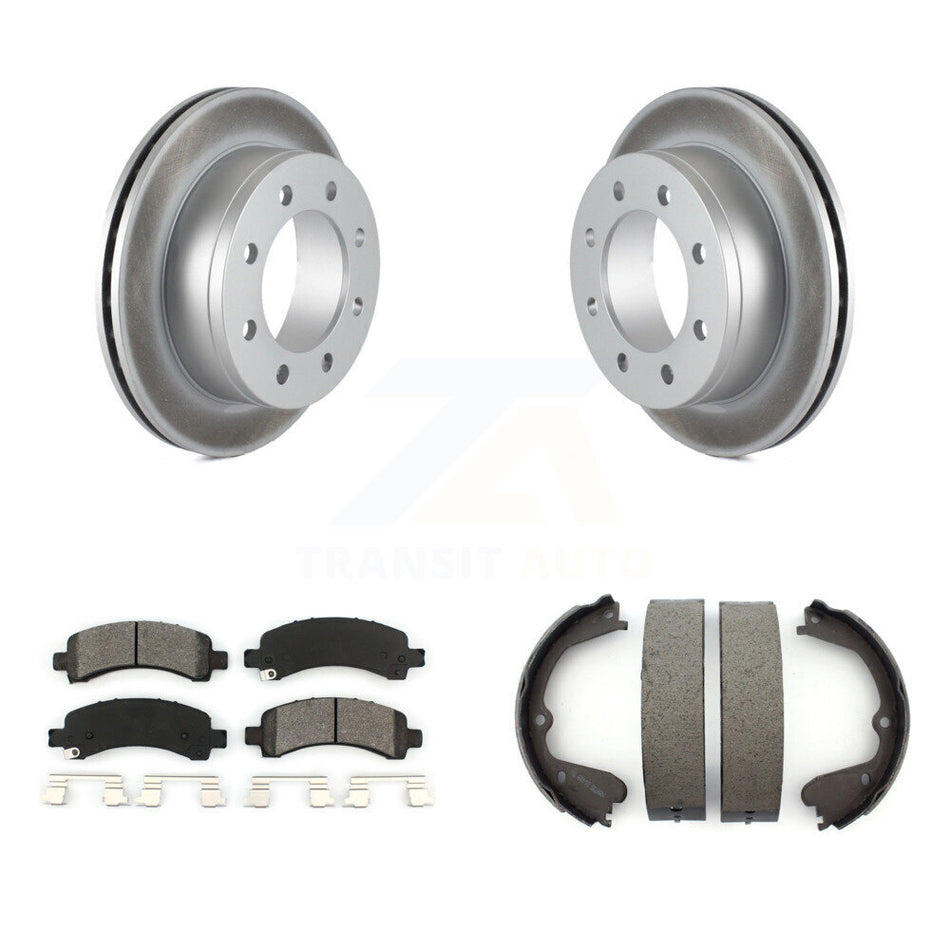 Rear Disc Coated Rotors Semi-Metallic Pads & Parking Brake Shoes Kit For GMC Savana 3500 KGS-102963