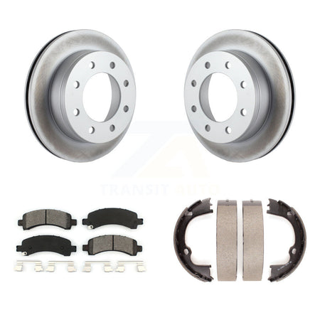 Rear Disc Coated Rotors Semi-Metallic Pads & Parking Shoes Kit For Chevrolet Express 2500 KGS-102966