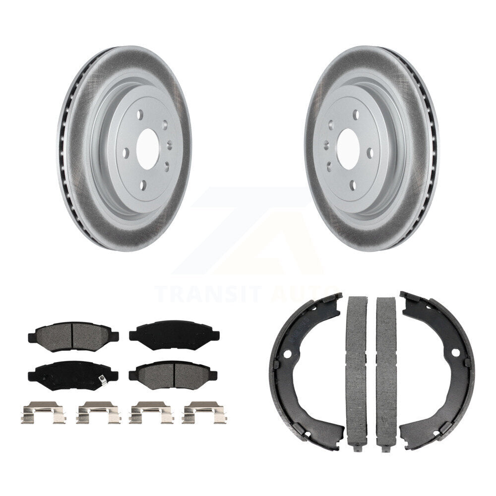 Rear Disc Coated Rotors Semi-Metallic Pads And Parking Brake Shoes Kit For Cadillac CTS KGS-102971