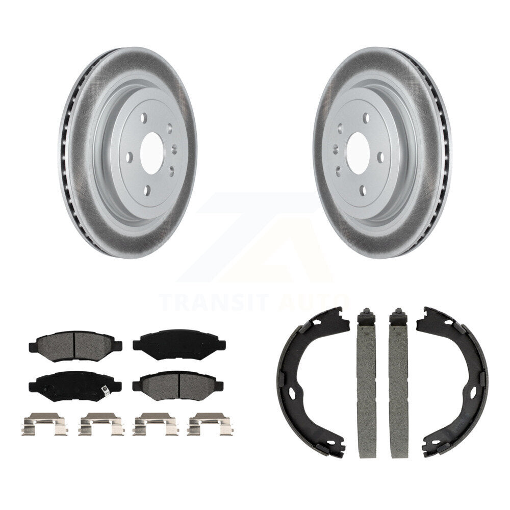 Rear Disc Coated Rotors Semi-Metallic Pads And Parking Brake Shoes Kit For Cadillac CTS KGS-102972