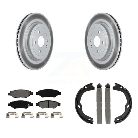 Rear Disc Coated Rotors Semi-Metallic Pads And Parking Brake Shoes Kit For Cadillac CTS KGS-102972