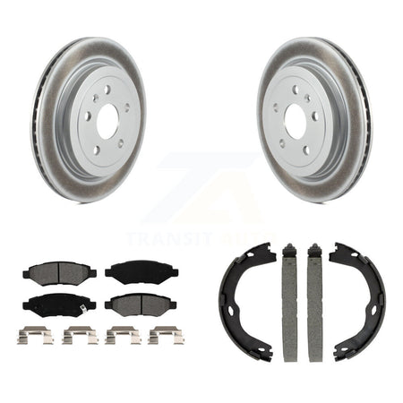 Rear Disc Coated Rotors Semi-Metallic Pads And Parking Brake Shoes Kit For Cadillac CTS KGS-102973