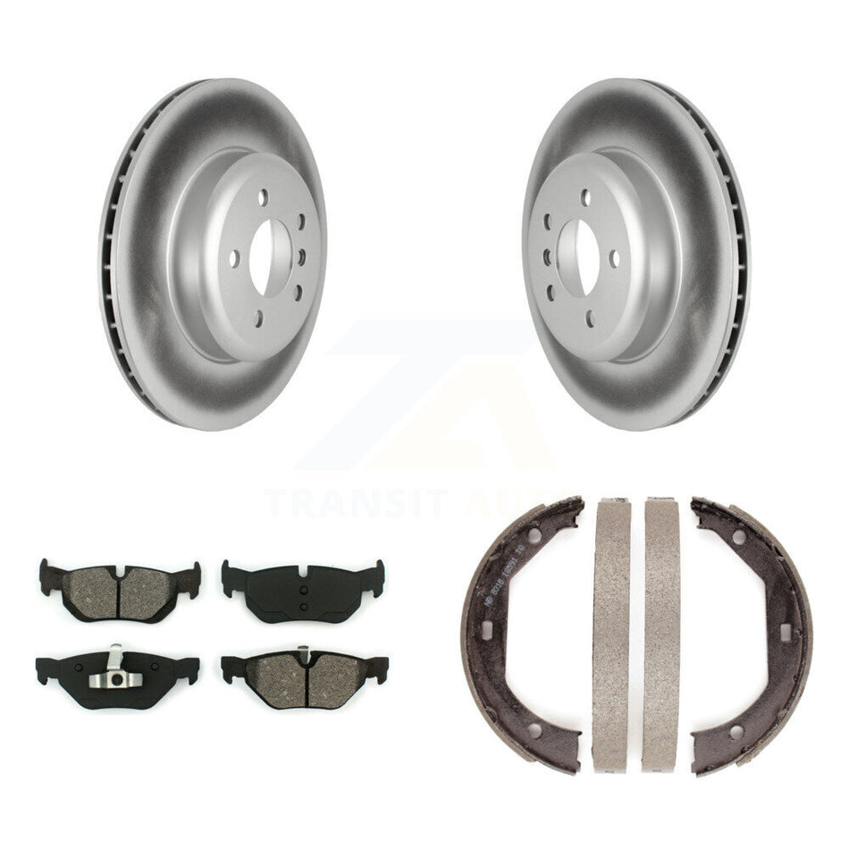 Rear Disc Coated Rotors Semi-Metallic Pads & Parking Brake Shoes Kit For BMW 328i xDrive KGS-102982