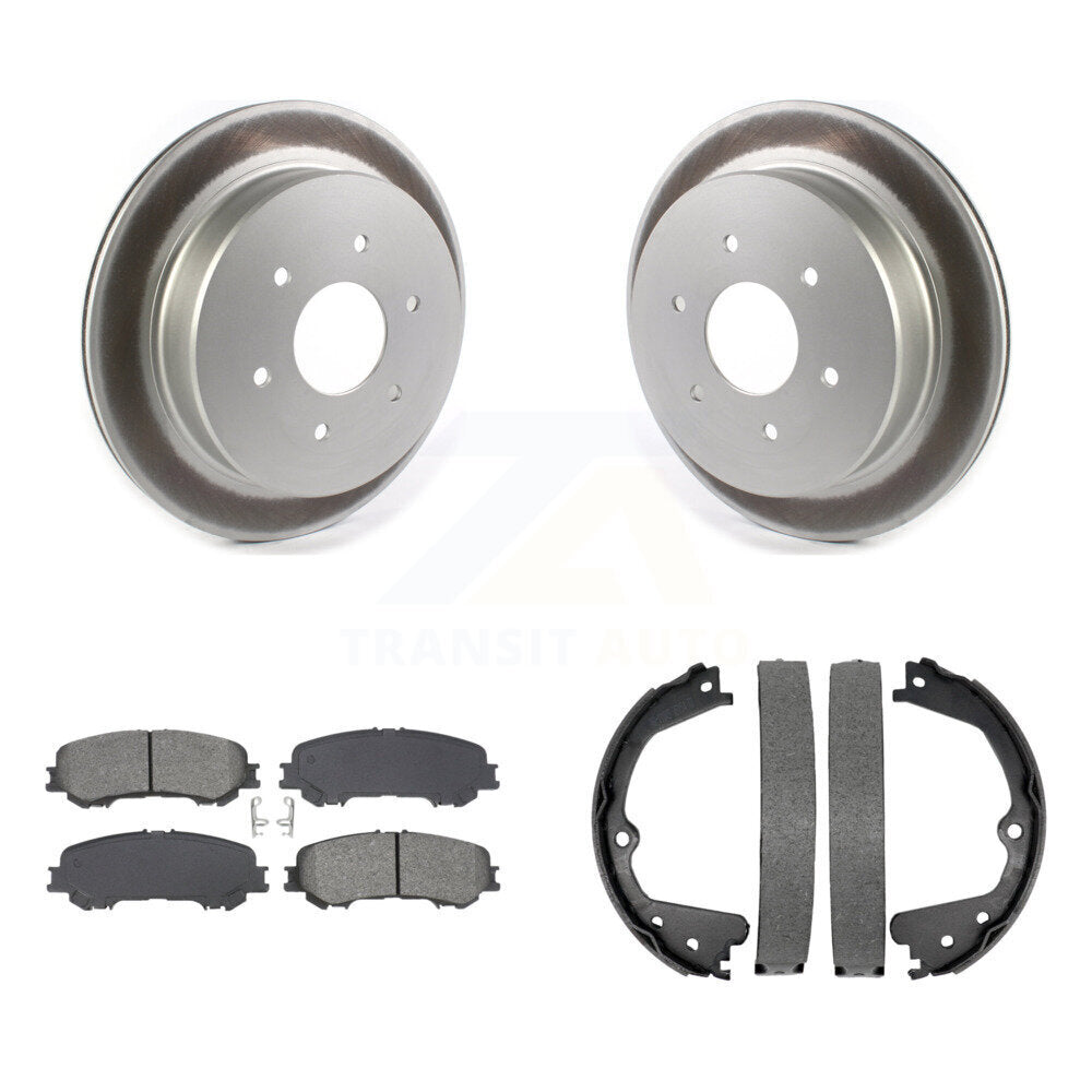 Rear Disc Coated Rotors Semi-Metallic Pads & Parking Shoes Kit For 2017-2023 Nissan TITAN KGS-102996