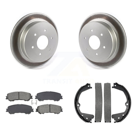 Rear Disc Coated Rotors Semi-Metallic Pads & Parking Shoes Kit For 2017-2023 Nissan TITAN KGS-102996