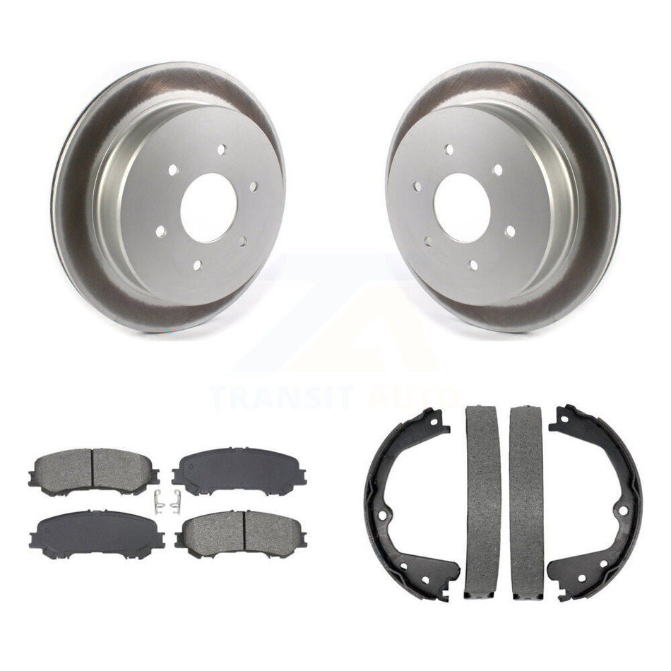 Rear Disc Coated Rotors Semi-Metallic Pads & Parking Shoes Kit For 2017-2023 Nissan TITAN KGS-102996