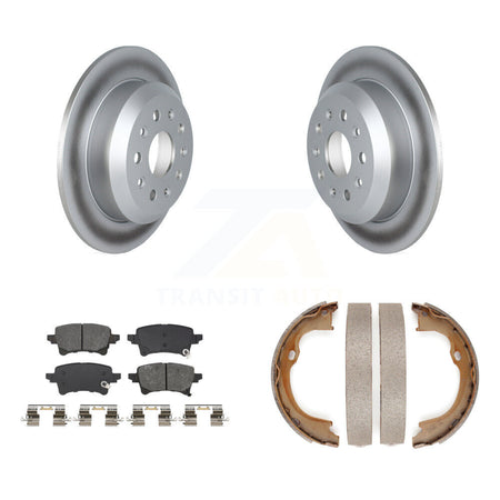 Rear Disc Coated Rotors Semi-Metallic Pads And Parking Brake Shoes Kit For Jeep Wrangler KGS-103000