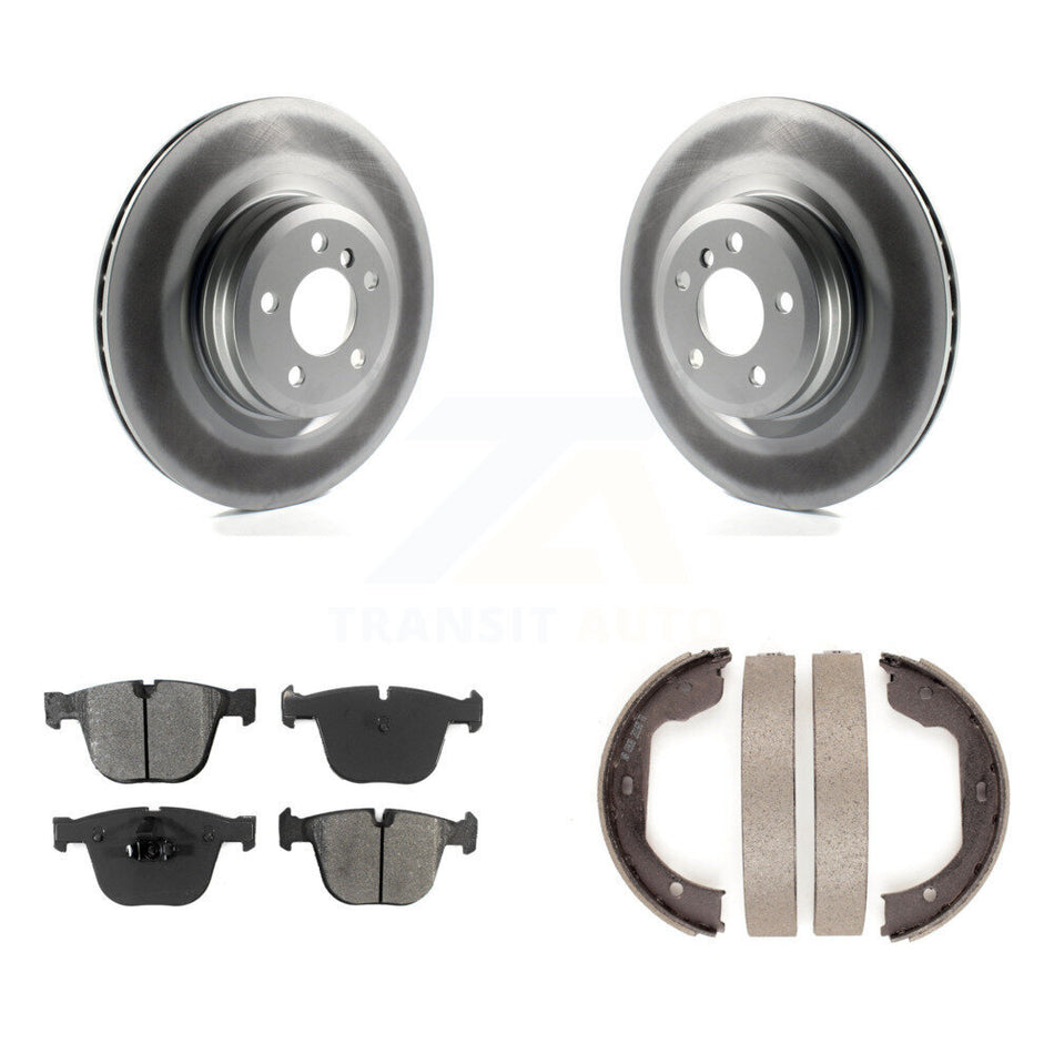 Rear Disc Coated Rotors Semi-Metallic Pads Parking Shoes Kit For BMW 750i xDrive 750Li GT KGS-103002