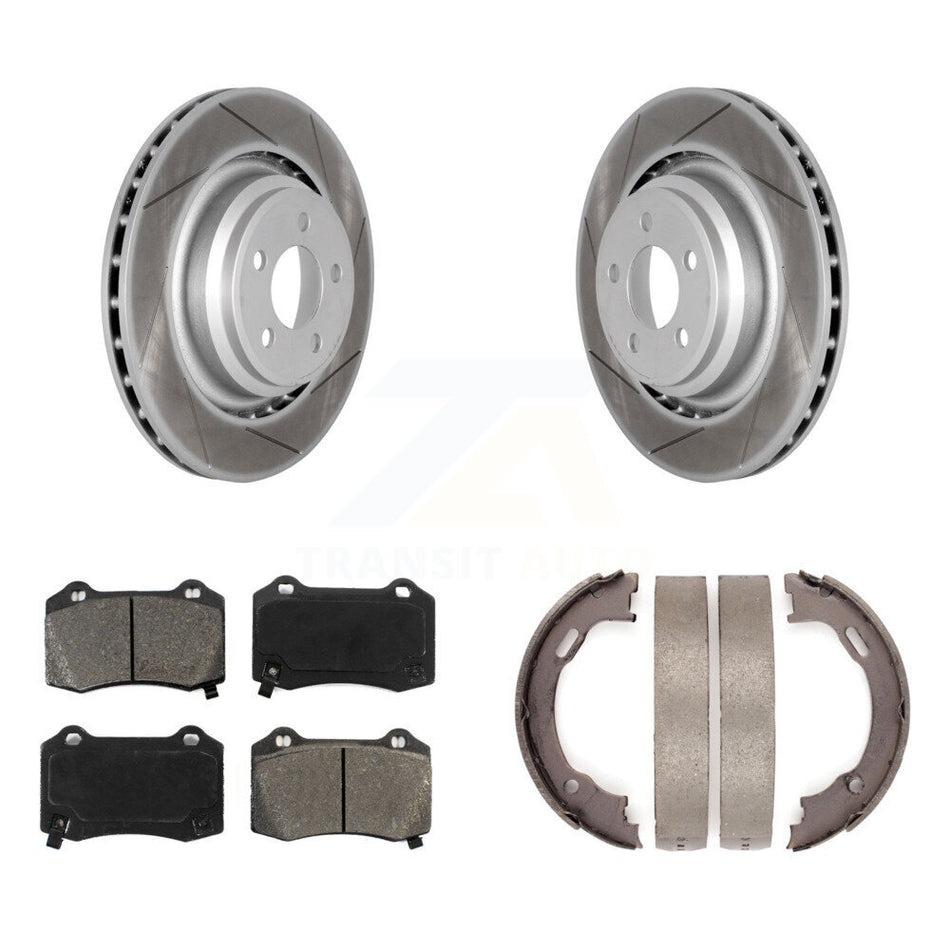 Rear Disc Coated Rotors Semi-Metallic Pads & Parking Shoes Kit For Dodge Charger Chrysler KGS-103006