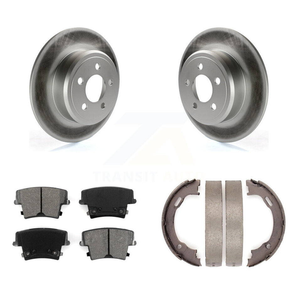 Rear Disc Coated Rotors Semi-Metallic Pads Parking Brake Shoes Kit For Dodge Chrysler 300 KGS-103008