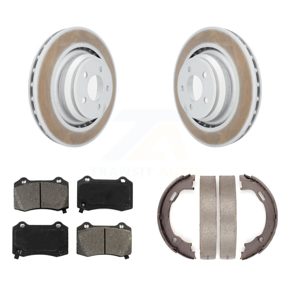 Rear Disc Coated Rotors Semi-Metallic Pads & Parking Shoes Kit For Dodge Charger Chrysler KGS-103009