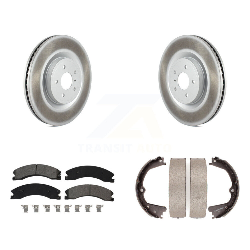 Rear Disc Coated Rotors Semi-Metallic Pads And Parking Shoes Kit For Nissan NV2500 NV3500 KGS-103013