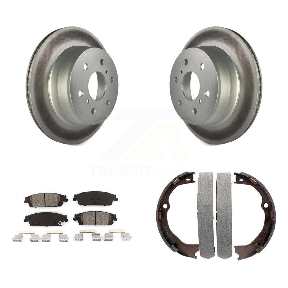 Rear Disc Coated Rotors Semi-Metallic Pads Parking Shoes Kit For GMC Chevrolet Sierra LD KGS-103022