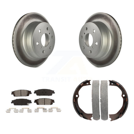 Rear Disc Coated Rotors Semi-Metallic Pads Parking Shoes Kit For GMC Chevrolet Sierra LD KGS-103022