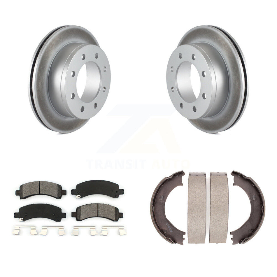 Rear Disc Coated Rotors Semi-Metallic Pads & Parking Shoes Kit For Chevrolet GMC Express KGS-103025