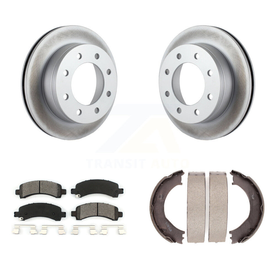Rear Disc Coated Rotors Semi-Metallic Pads & Parking Shoes Kit For Chevrolet Express 2500 KGS-103027