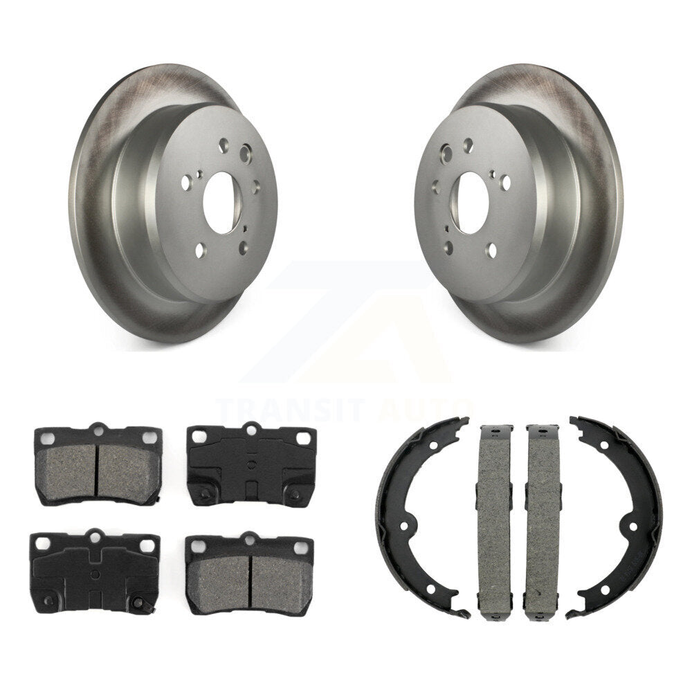 Rear Disc Coated Rotors Semi-Metallic Pads And Parking Brake Shoes Kit For Lexus IS250 KGS-103040