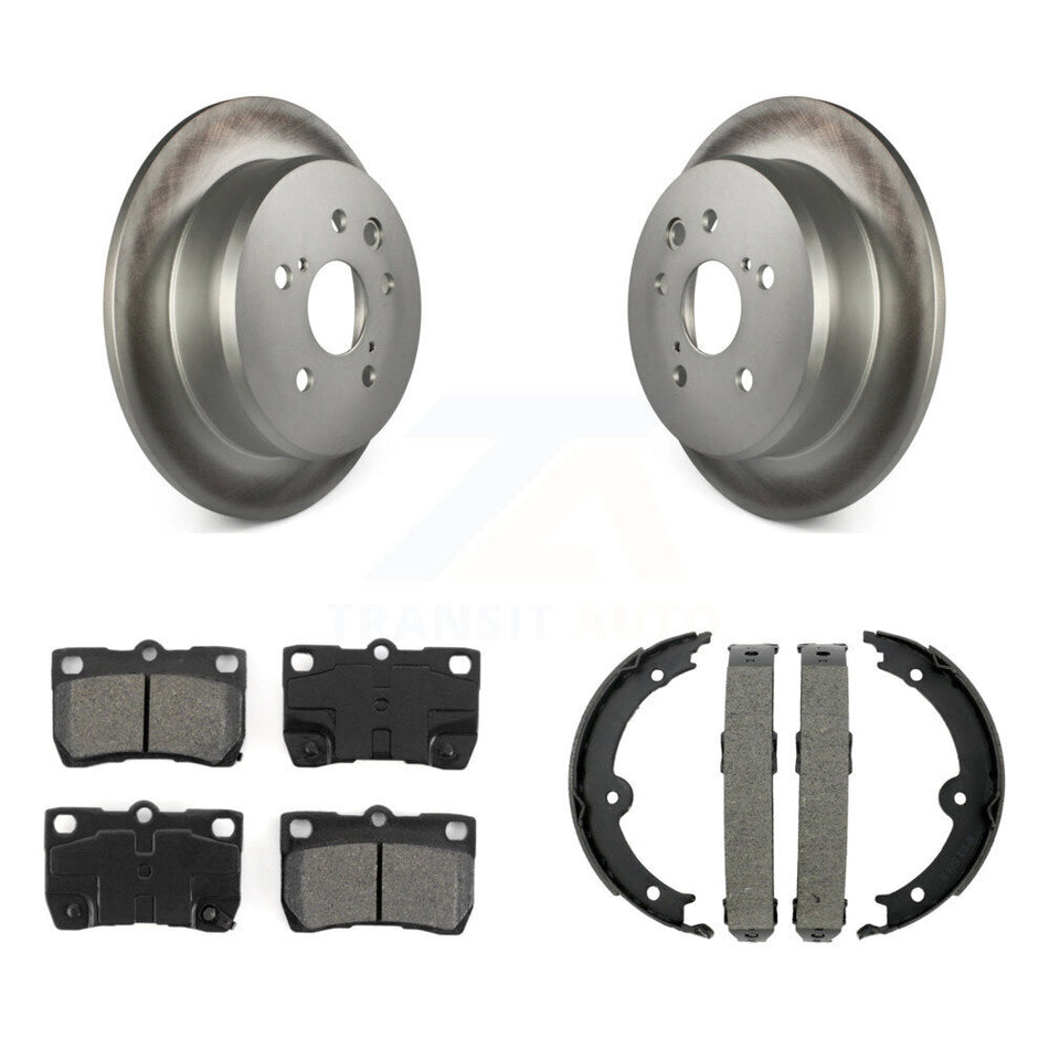 Rear Disc Coated Rotors Semi-Metallic Pads And Parking Brake Shoes Kit For Lexus IS250 KGS-103040