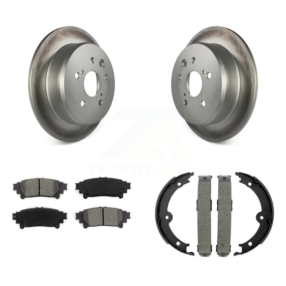 Rear Disc Coated Rotors Semi-Metallic Pads And Parking Brake Shoes Kit For Lexus IS250 KGS-103042