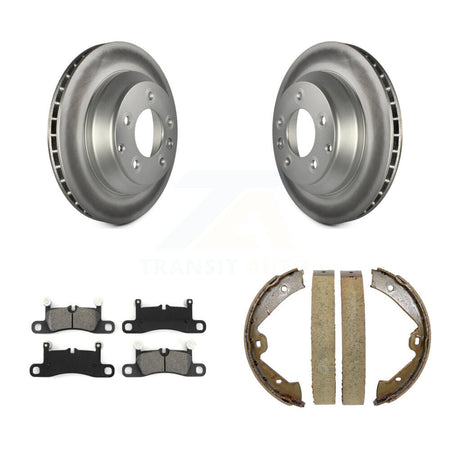 Rear Disc Coated Rotors Semi-Metallic Pads Parking Brake Shoes Kit For Volkswagen Touareg KGS-103044