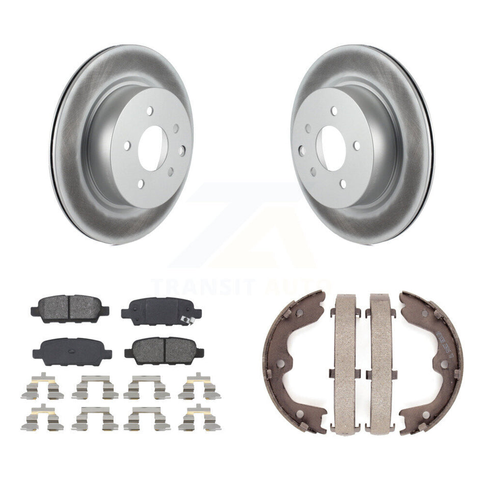 Rear Disc Coated Rotors Semi-Metallic Pads & Parking Shoes Kit For INFINITI Nissan Maxima KGS-103045