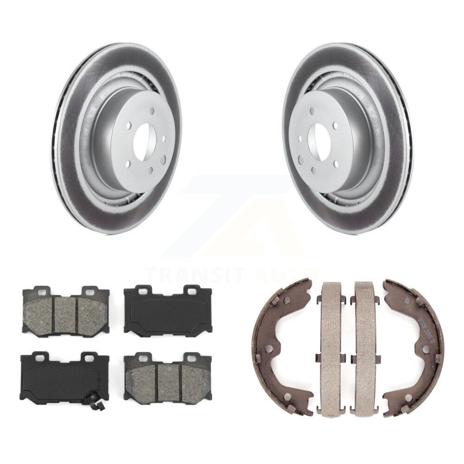 Rear Disc Coated Rotors Semi-Metallic Pads Parking Shoes Kit For INFINITI G37 Nissan 370Z KGS-103046