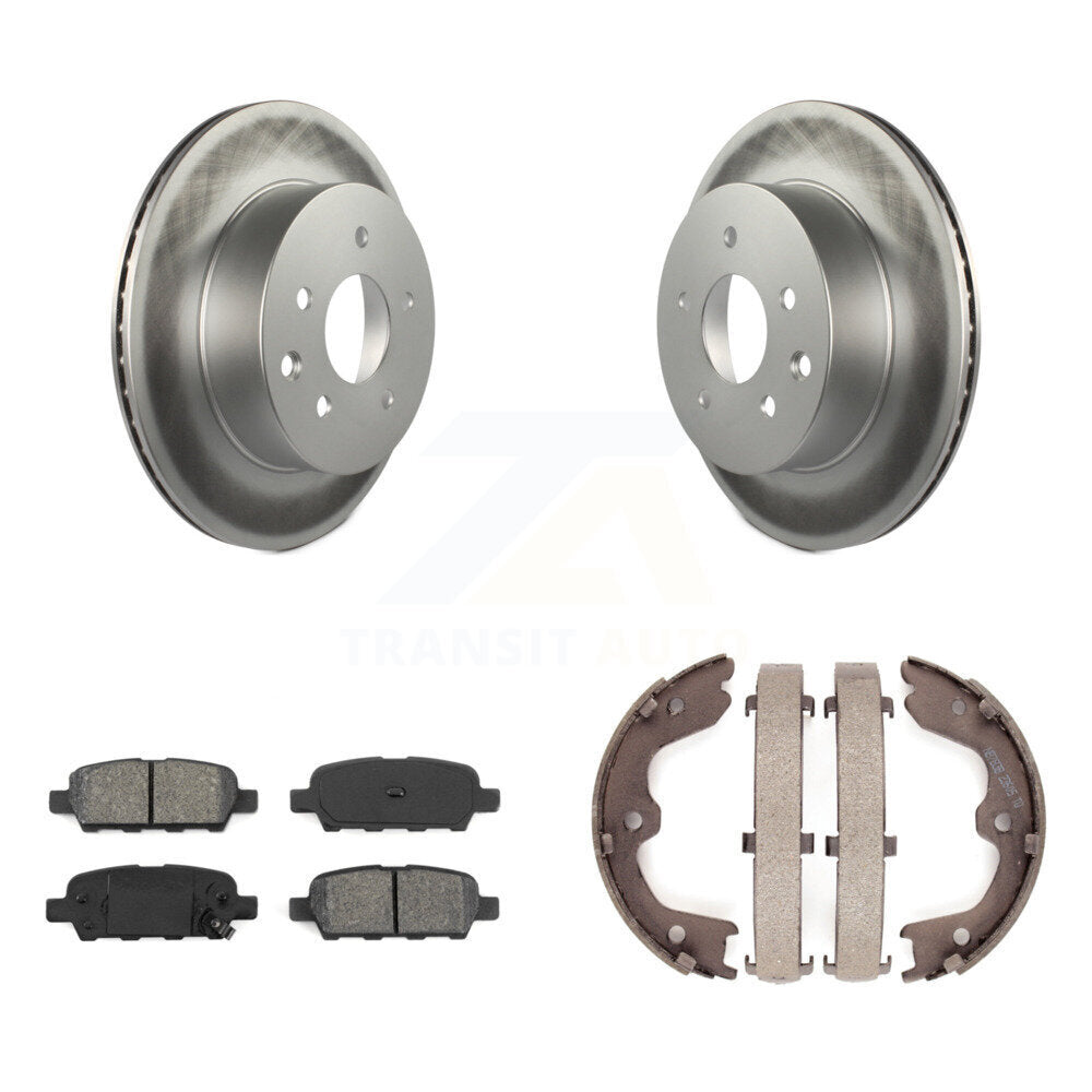 Rear Disc Coated Rotors Semi-Metallic Pads Parking Shoes Kit For INFINITI G35 Nissan 350Z KGS-103048