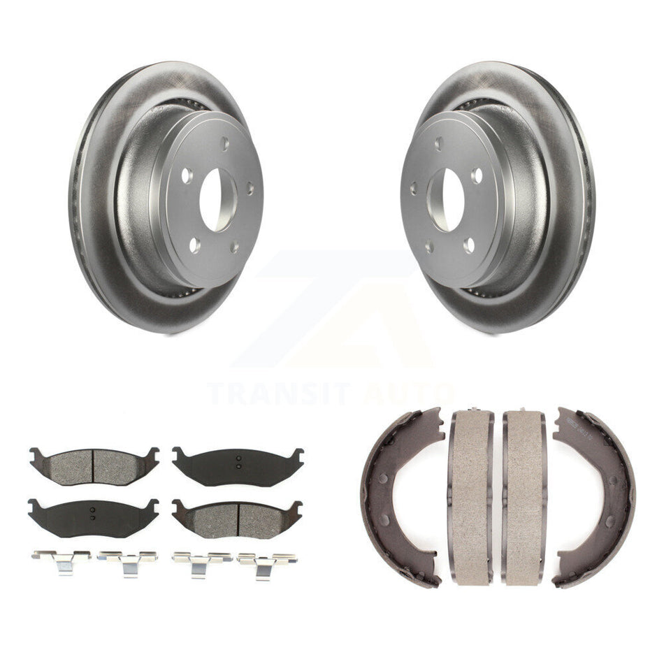 Rear Disc Coated Rotors Semi-Metallic Pads & Parking Shoes Kit For Dodge Ram 1500 Durango KGS-103057