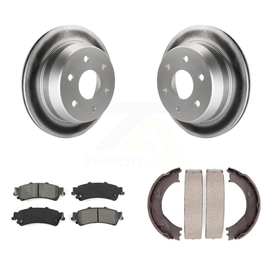 Rear Disc Coated Rotors Semi-Metallic Pads Parking Shoes Kit For Chevrolet Silverado 1500 KGS-103066