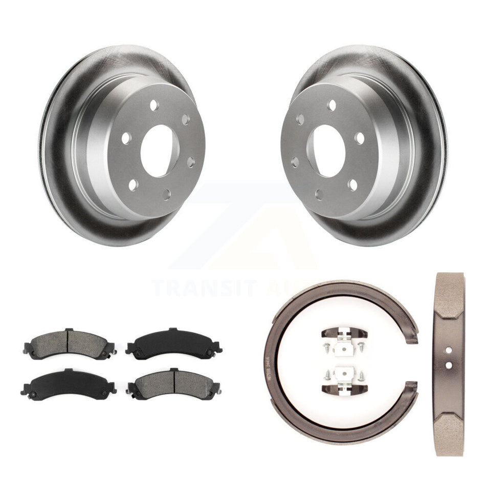 Rear Disc Coated Rotors Semi-Metallic Pads Parking Shoes Kit For Chevrolet Suburban 1500 KGS-103072