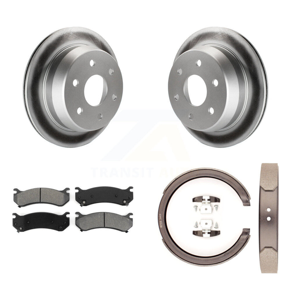 Rear Disc Coated Rotors Semi-Metallic Pads Parking Shoes Kit For Chevrolet Suburban 2500 KGS-103074