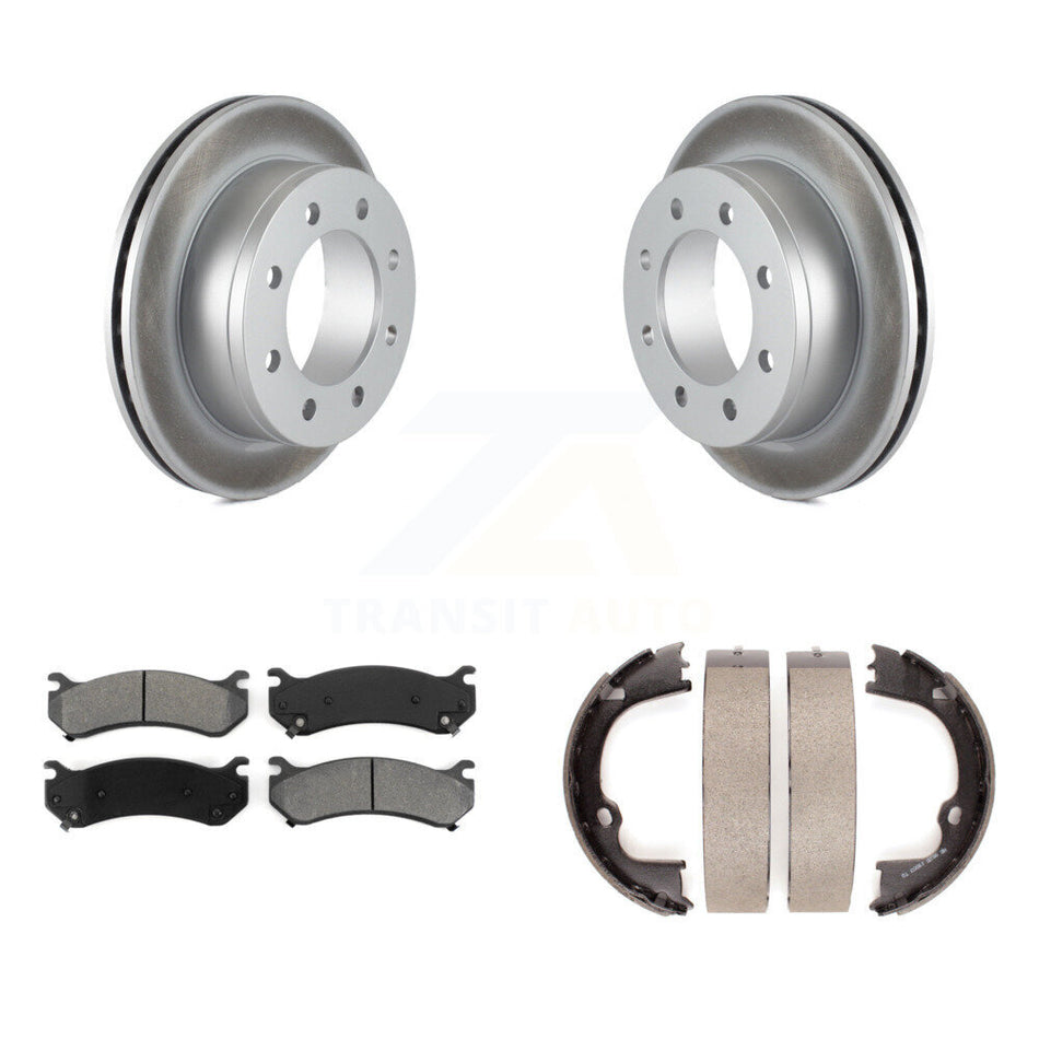 Rear Disc Coated Rotors Semi-Metallic Pads Parking Shoes Kit For GMC Chevrolet Silverado KGS-103079