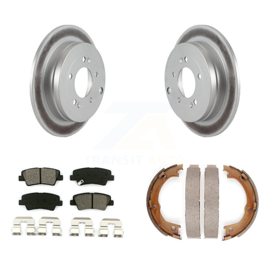 Rear Disc Coated Rotors Semi-Metallic Pads Parking Shoes Kit For Kia Amanti Hyundai Azera KGS-103086