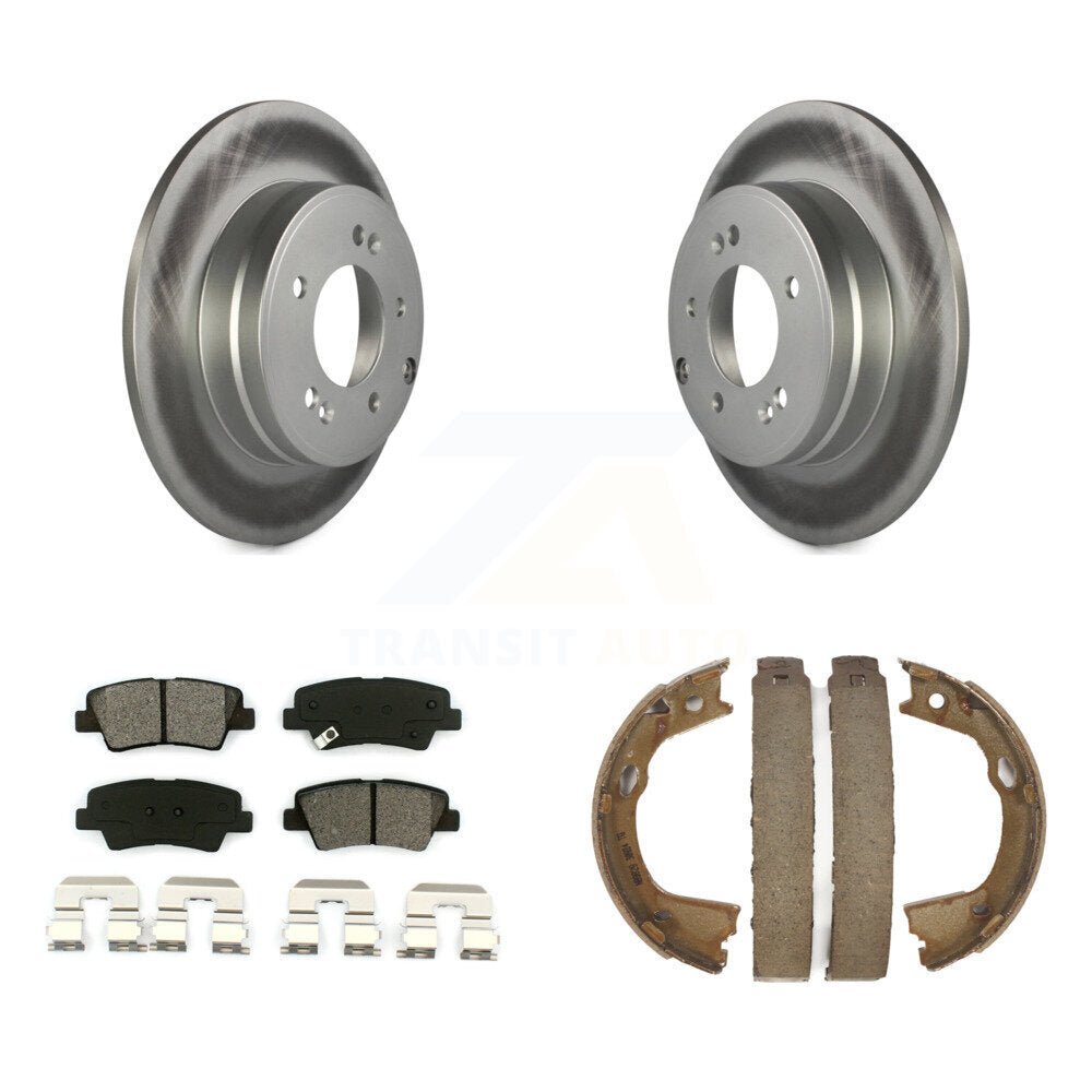 Rear Disc Coated Rotors Semi-Metallic Pads Parking Shoes Kit For Hyundai Sonata Kia Azera KGS-103088