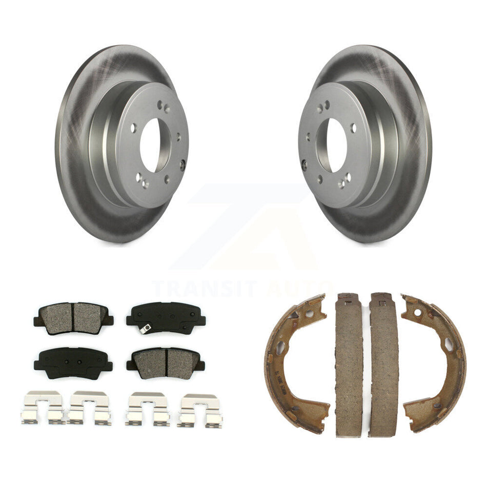Rear Disc Coated Rotors Semi-Metallic Pads Parking Shoes Kit For Hyundai Sonata Kia Azera KGS-103088