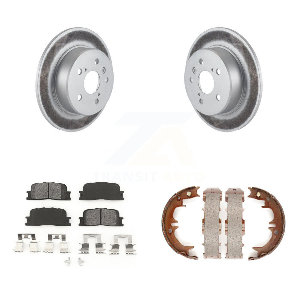 Rear Disc Coated Rotors Semi-Metallic Pads & Parking Shoes Kit For Toyota Highlander AWD KGS-103090