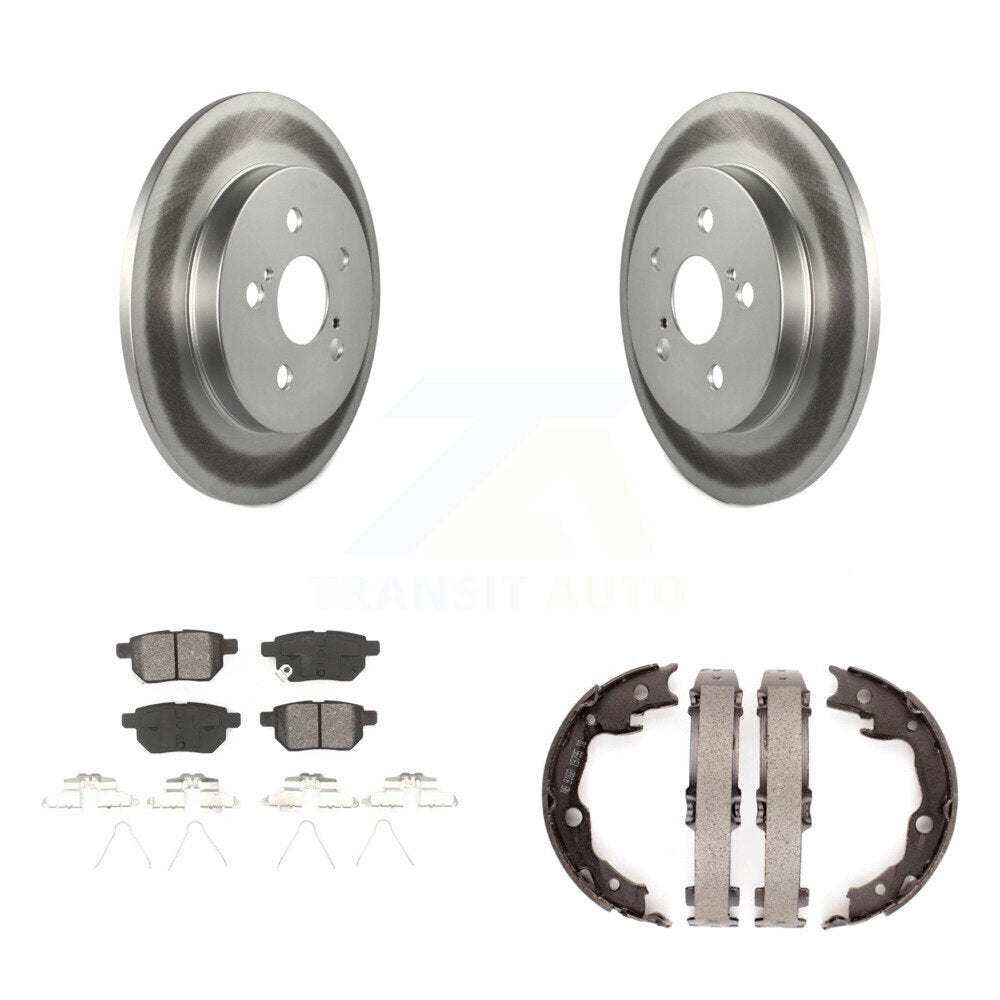 Rear Disc Coated Rotors Semi-Metallic Pads & Parking Shoes Kit For Toyota Matrix Pontiac KGS-103094