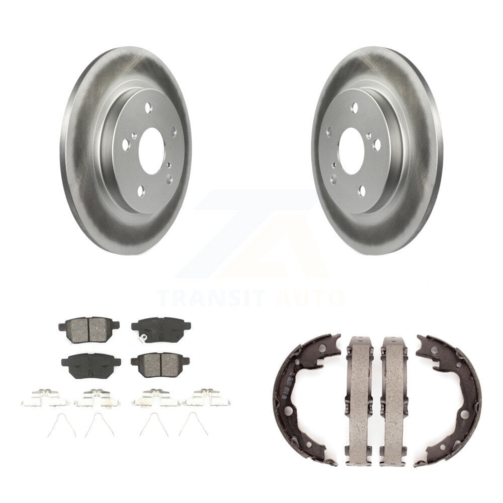 Rear Disc Coated Rotors Semi-Metallic Pads & Parking Shoes Kit For Toyota Matrix Pontiac KGS-103095