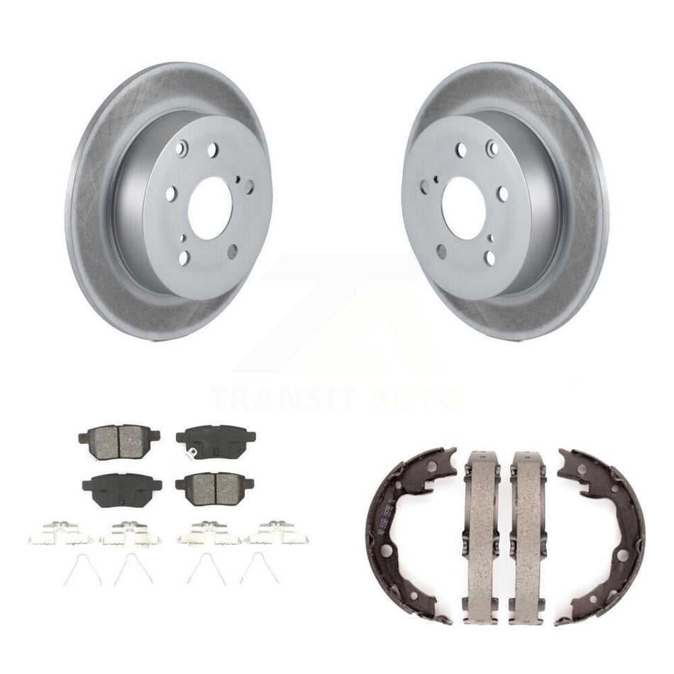 Rear Disc Coated Rotors Semi-Metallic Pads & Parking Shoes Kit For 2010 Toyota Matrix XRS KGS-103096