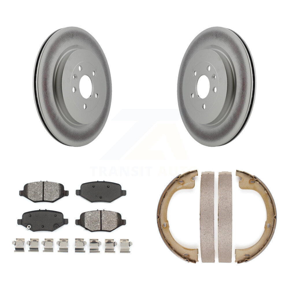 Rear Disc Coated Rotors Semi-Metallic Pads And Parking Brake Shoes Kit For Lincoln MKT KGS-103099