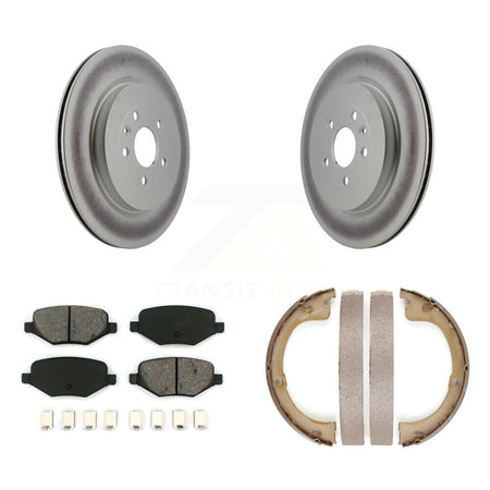 Rear Disc Coated Rotors Semi-Metallic Pads And Parking Brake Shoes Kit For Lincoln MKT KGS-103102