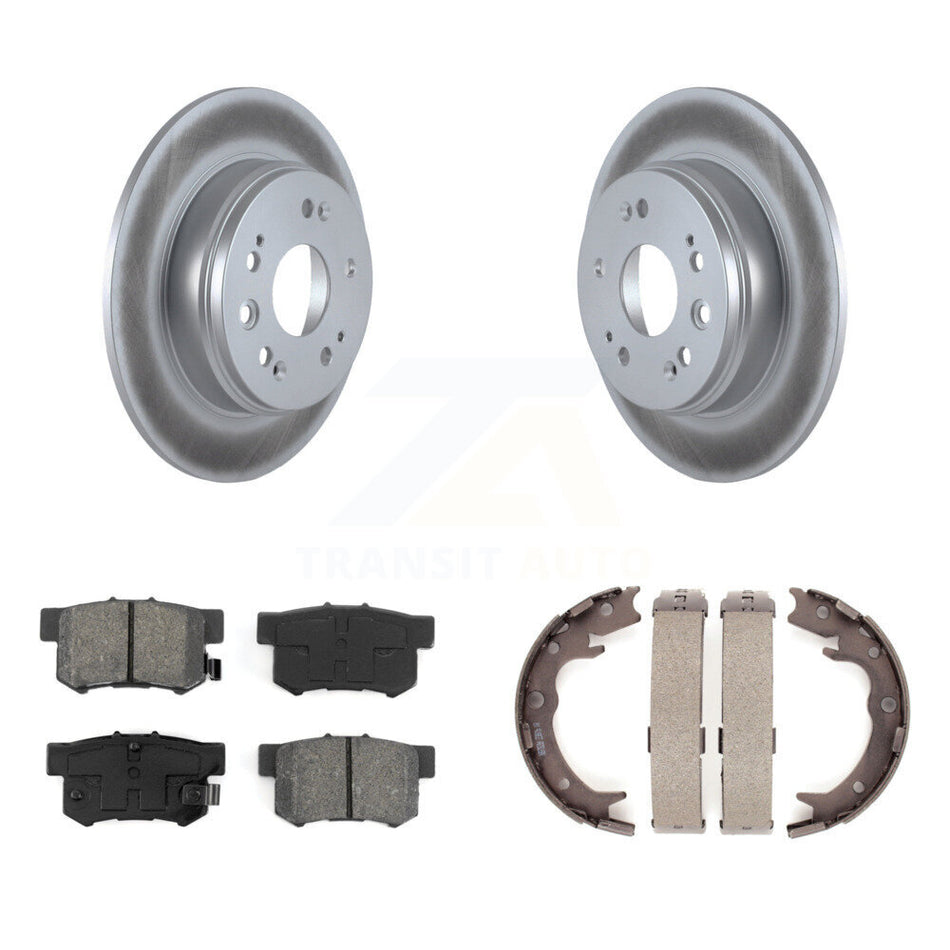 Rear Disc Coated Rotors Semi-Metallic Pads And Parking Shoes Kit For 2002-2004 Honda CR-V KGS-103106