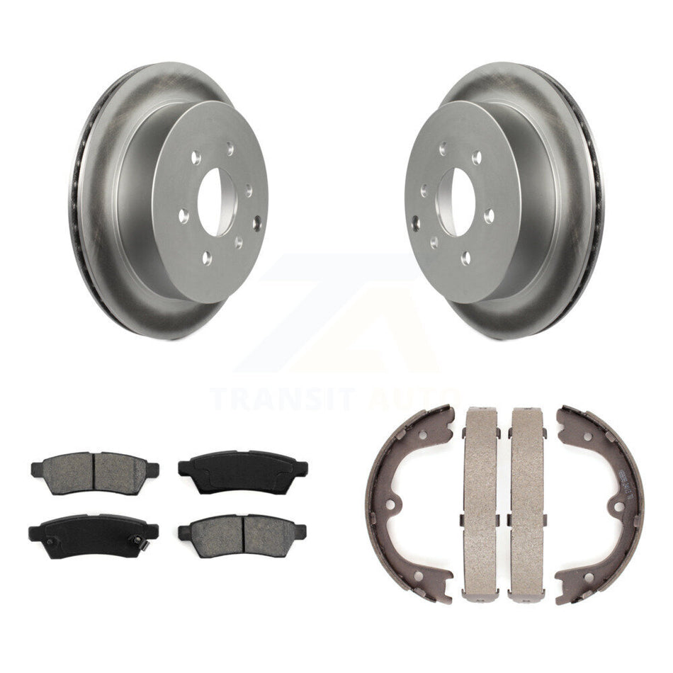 Rear Disc Coated Rotors Semi-Metallic Pads & Parking Shoes Kit For Nissan Frontier Xterra KGS-103110