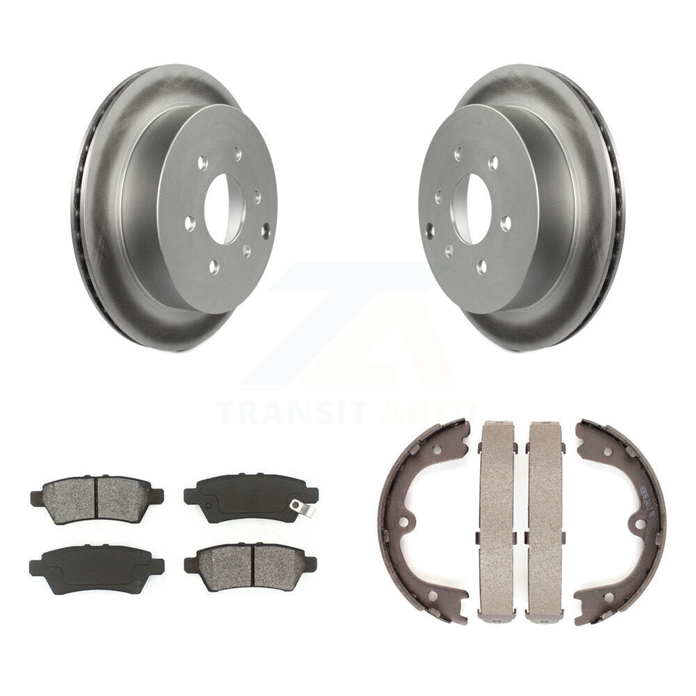Rear Disc Coated Rotors Semi-Metallic Pads Parking Shoes Kit For 2006-2007 Nissan Xterra KGS-103111