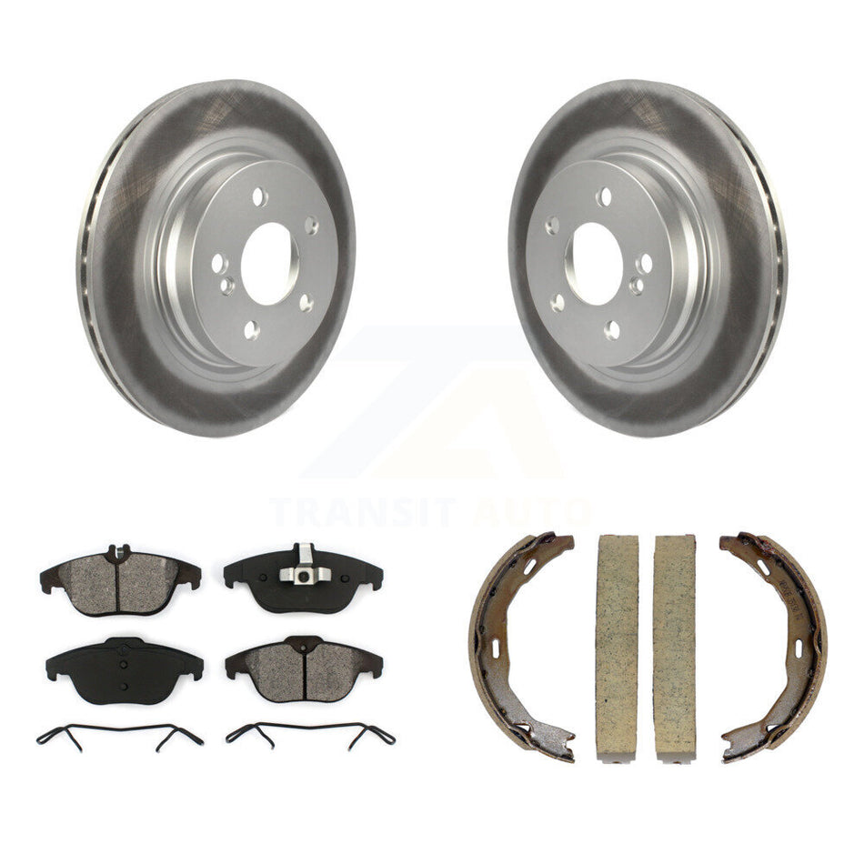 Rear Disc Coated Rotors Semi-Metallic Pads Parking Shoes Kit For Mercedes-Benz C300 C350 KGS-103125