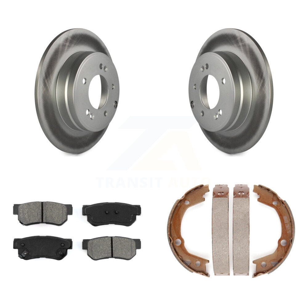 Rear Disc Coated Rotors Semi-Metallic Pads And Parking Shoes Kit For Hyundai Sonata 3.3L KGS-103136
