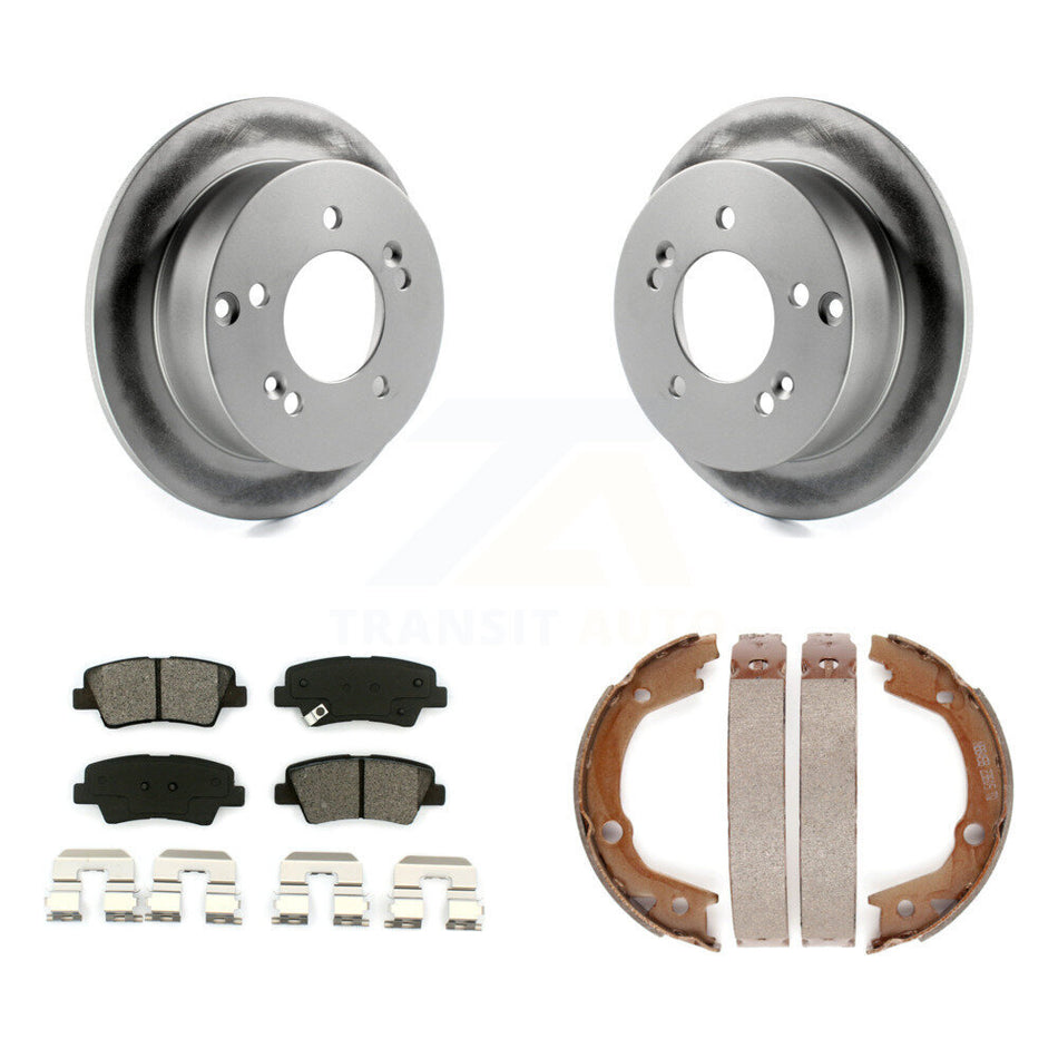 Rear Disc Coated Rotors Semi-Metallic Pads And Parking Shoes Kit For Hyundai Sonata 2.4L KGS-103137