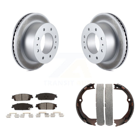 Rear Disc Coated Rotors Semi-Metallic Pads Parking Brake Shoes Kit For Chevrolet Suburban KGS-103140