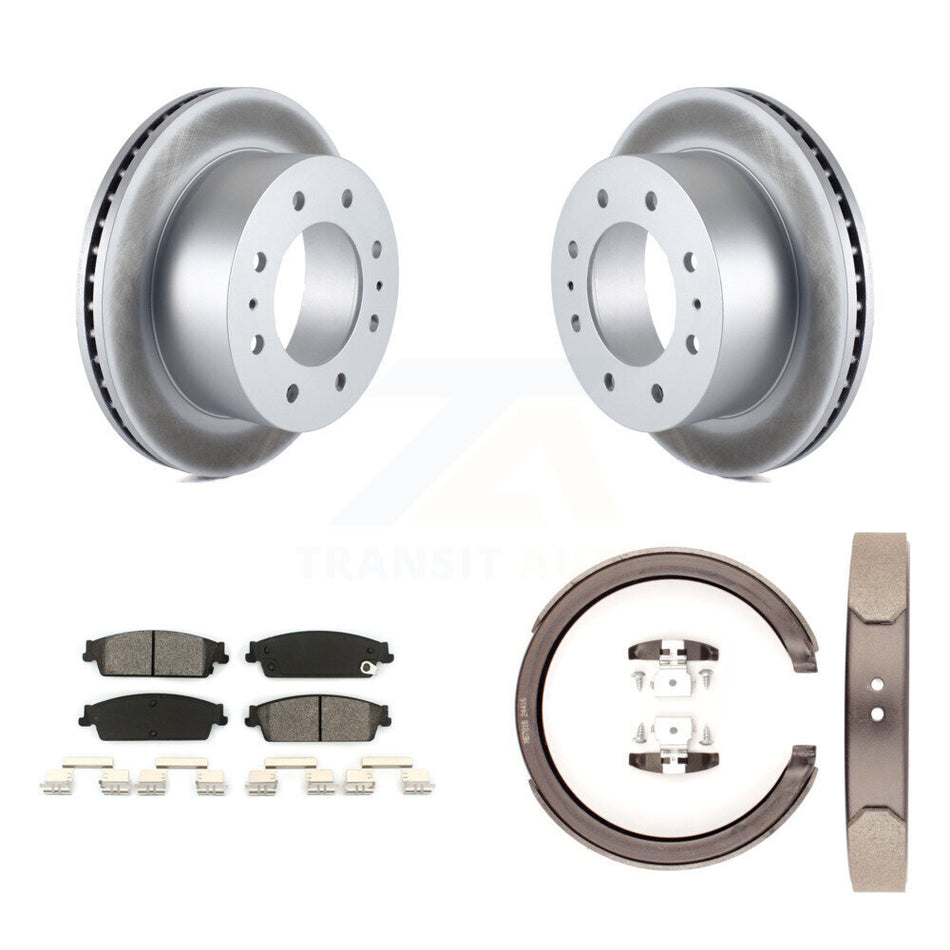 Rear Disc Coated Rotors Semi-Metallic Pads Parking Shoes Kit For Chevrolet Silverado 1500 KGS-103141